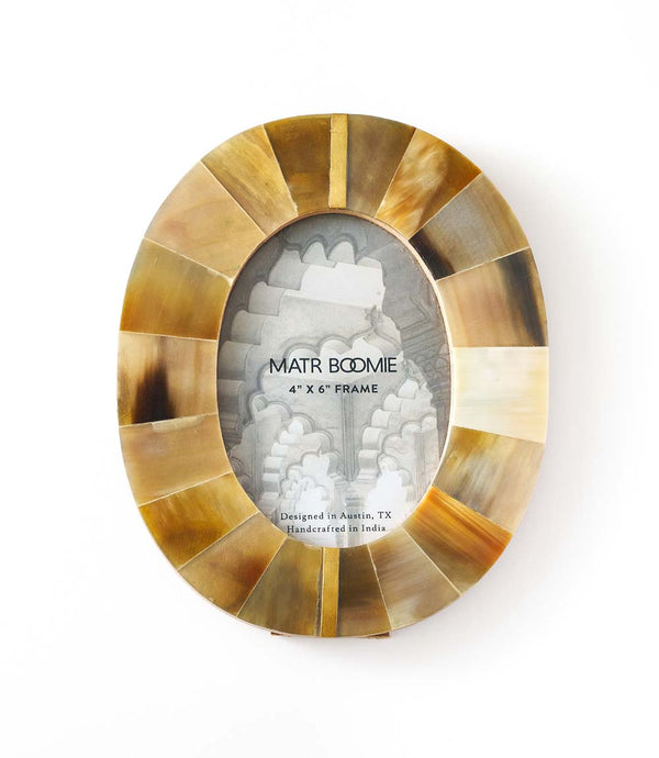 Horn Inlay Oval Picture Frame