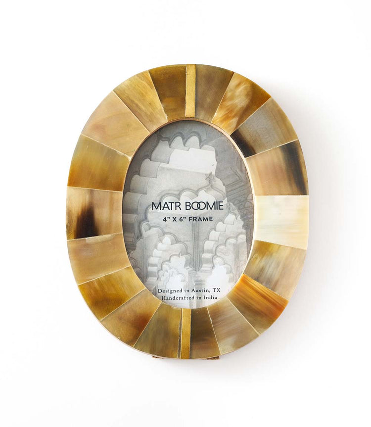 Horn Inlay Oval Picture Frame