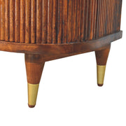 Ribbed Mango Wood Brass-Tipped Nightstand