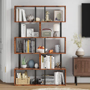 S-Curve Wood-Grain Six-Tier Bookshelf – book case (view 7) | Roost & Roam