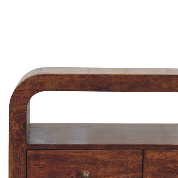 Curved Mango Wood Media Unit