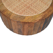 Round Mango Wood Rattan Coffee Table