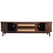 Rattan-Front Fluted Wood TV Stand — scale reference and proportion detail