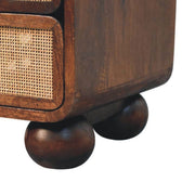Mango Wood Rattan Two-Drawer Nightstand