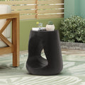 Hollow MGO Wood-Grain Side Table — Sculptural MGO side table with hollow silhouette and wood-grain finish