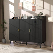 Black Fluted Sideboard Cabinet, 47 in