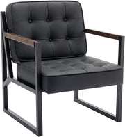 Tufted Faux Leather Accent Chair