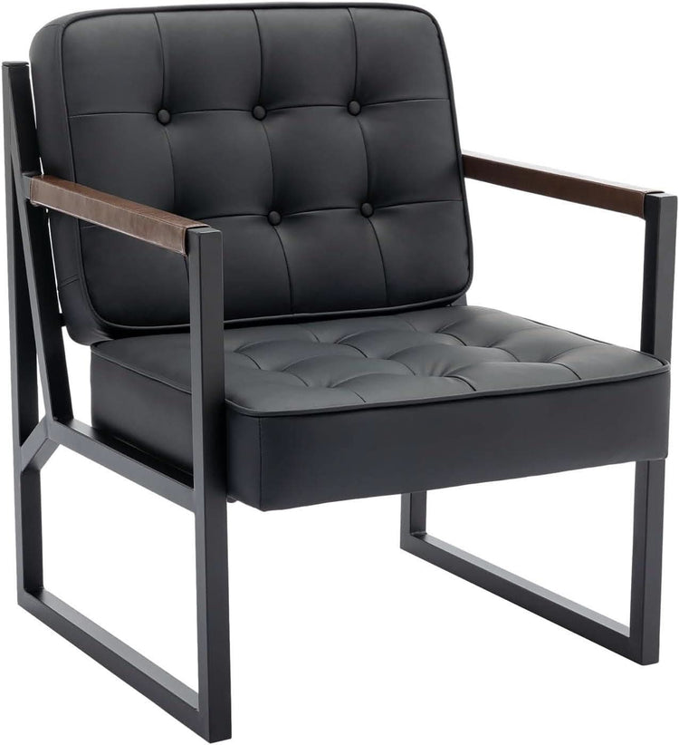 Tufted Faux Leather Accent Chair