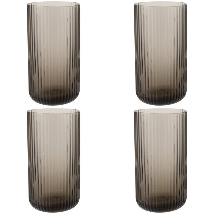 Fluted Smoke Glass Tumbler Set
