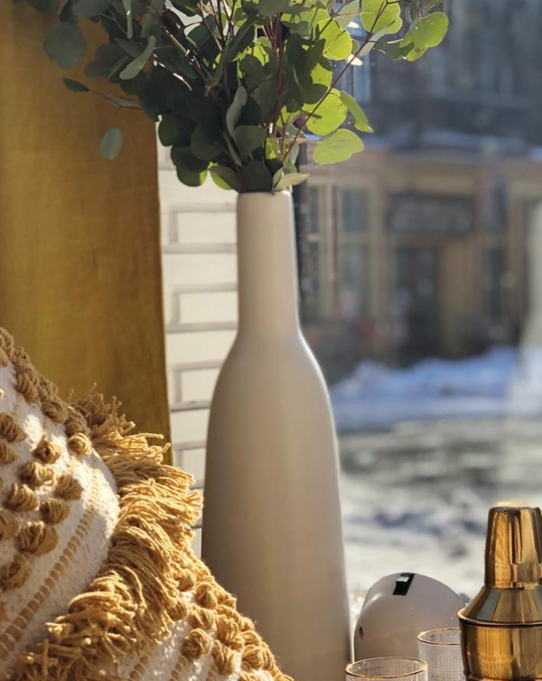 Matte Stoneware Bottle-Form Vase