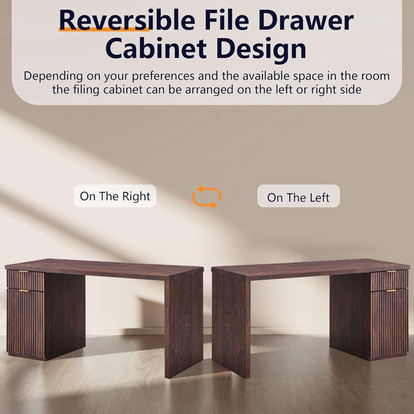 Reeded Panel Dark Walnut-Finish Desk – home office set (view 5) | Roost & Roam