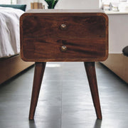 Curved Mango Wood Two-Drawer Nightstand