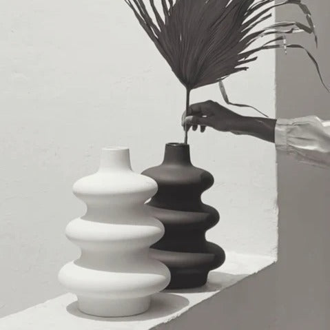Stacked Contour Ceramic Vase