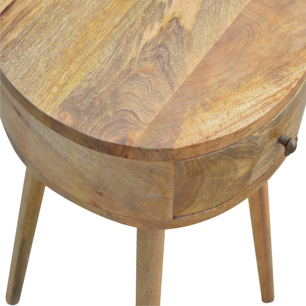 Round Mango Wood Nightstand