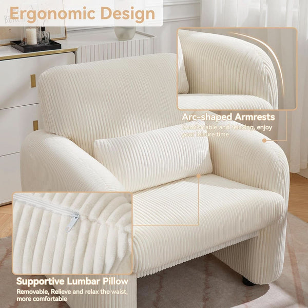 Ribbed Corduroy Upholstered Accent Chair – chair (view 4) | Roost & Roam