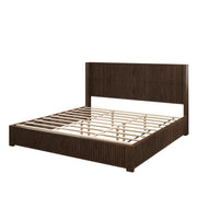 Walnut Finish Rubberwood Platform Bed Frame, King