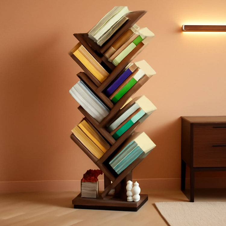 Wood-Grain MDF Tree Bookcase – book case, in brown | Roost & Roam