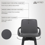 Mid-Century Swivel Faux Leather Bar Stool