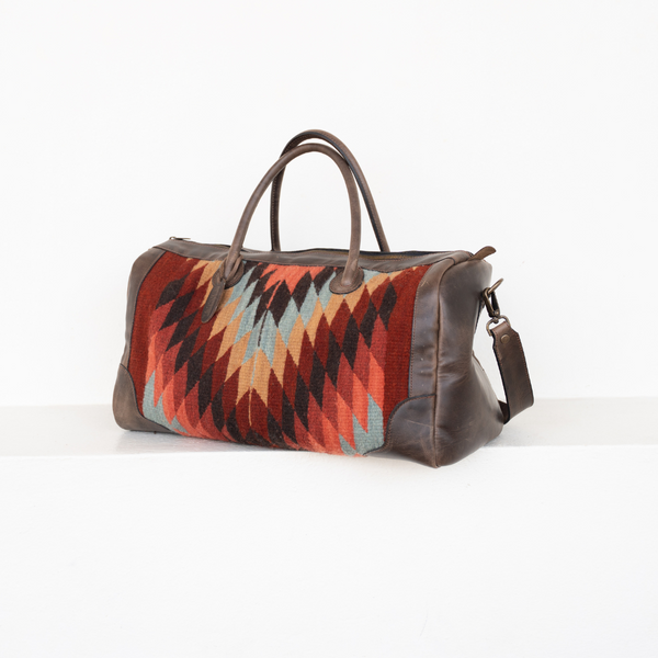 Zapotec-Woven Leather Weekender Bag