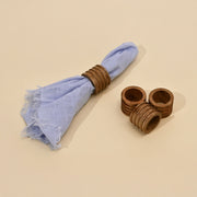 Ridged Mango Wood Napkin Ring Set