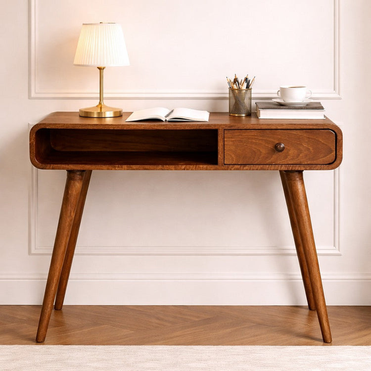 Curved Mango Wood Writing Desk