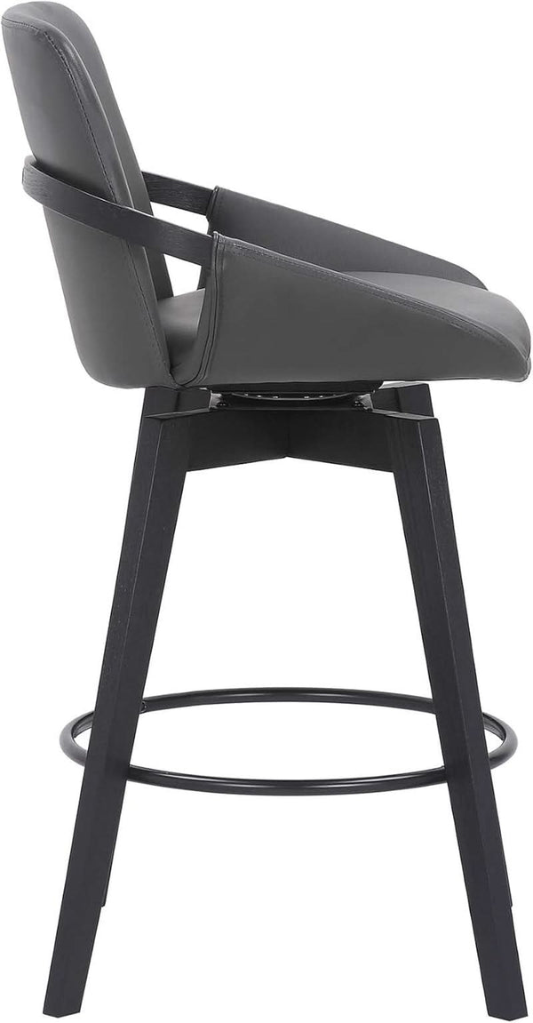 Mid-Century Swivel Faux Leather Bar Stool