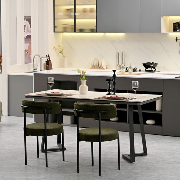 Boucle Crescent-Back Dining Chairs Set — alternate view or variant option