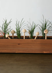 Hand-Carved Wood Mushroom Garden Stake