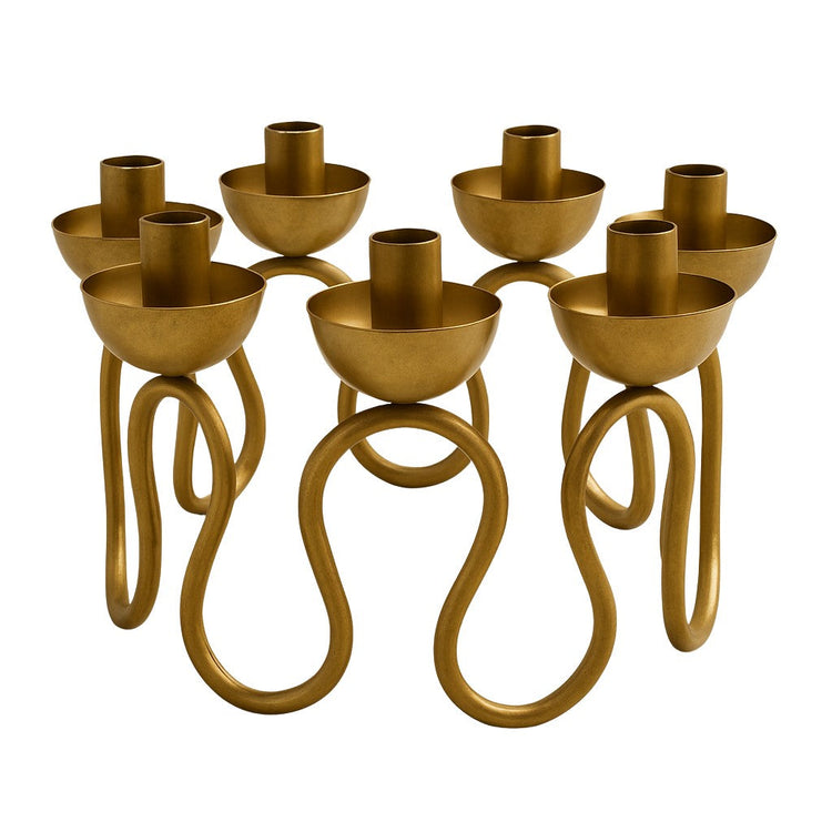 Looped Gold Metal Seven-Light Candelabrum
