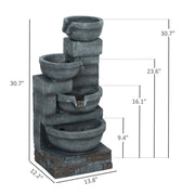 Close-up of slatted wood construction and grain detail — Four-Tier Cascading Resin Garden Fountain