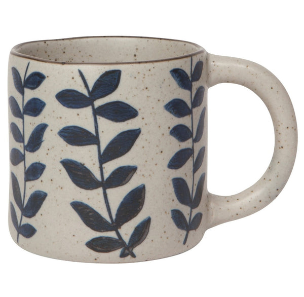Speckled Stoneware Botanical Mug Set