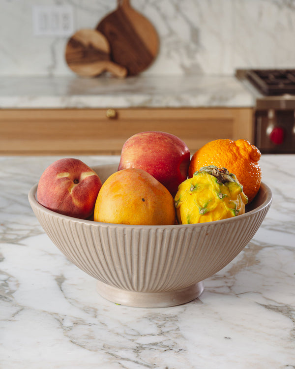 Ridged Ceramic Large Serving Bowl