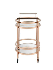 Rose Gold Glass Two-Shelf Bar Cart