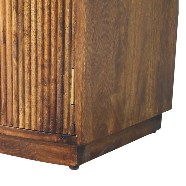 Fluted Mango Wood Bedside Cabinet