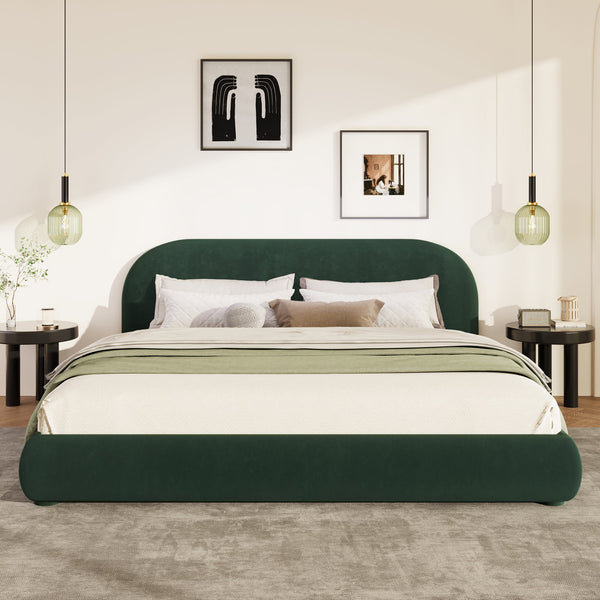 Curved Velvet Upholstered Bed Frame