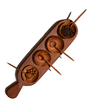 Walnut-Grain Condiment Serving Tray Set