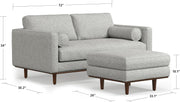 Mid-Century Upholstered Sofa and Ottoman Set