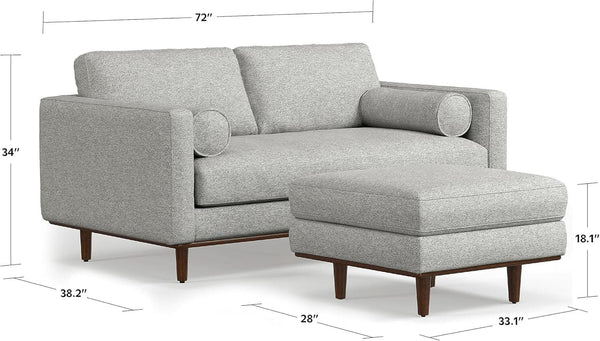 Mid-Century Upholstered Sofa and Ottoman Set