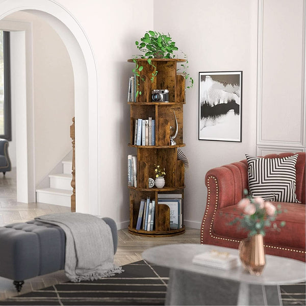 Rotating Four-Tier Corner Bookshelf (view 4) | Roost & Roam