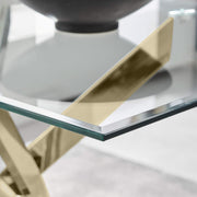 Tempered Glass Dining Table with Gold Chrome Base