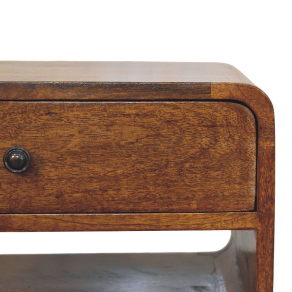 Curved Mango Wood Chestnut Nightstand