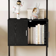 Wood-Grain Ladder Bookshelf with Cabinet – book case (view 7) | Roost & Roam