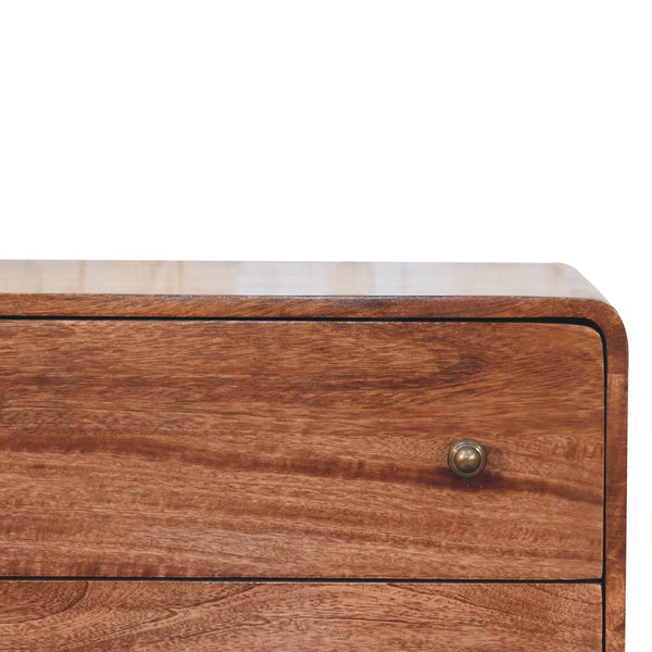 Curved Mango Wood Three-Drawer Dresser