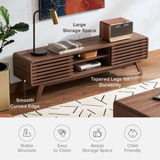 Slatted Walnut-Finish Media Console