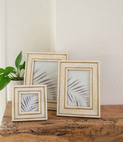 Bone Tile Brass Inlay Picture Frame