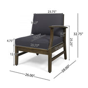 Acacia Wood Sectional Outdoor Sofa Set — back and side profile detail