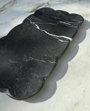 Scalloped Black Marble Decorative Tray