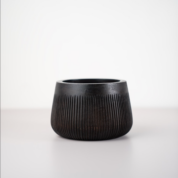 Chisel-Carved Wood Serving Bowl