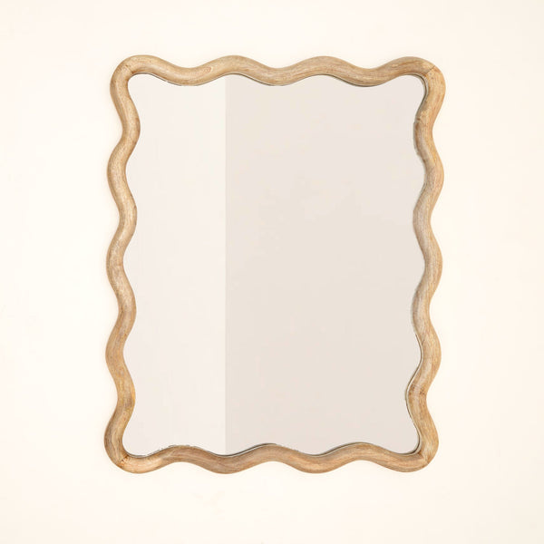 Wavy Mango Wood Wall Mirror