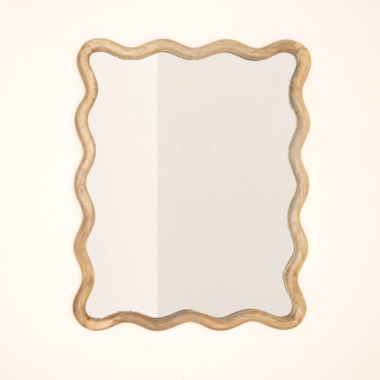 Wavy Mango Wood Wall Mirror